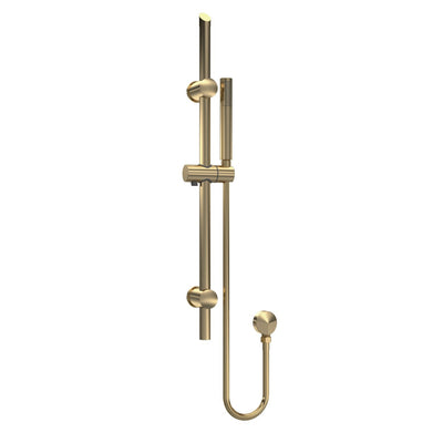 Lana Brushed Brass Round Slide Rail Shower Kit With Oulet Elbow