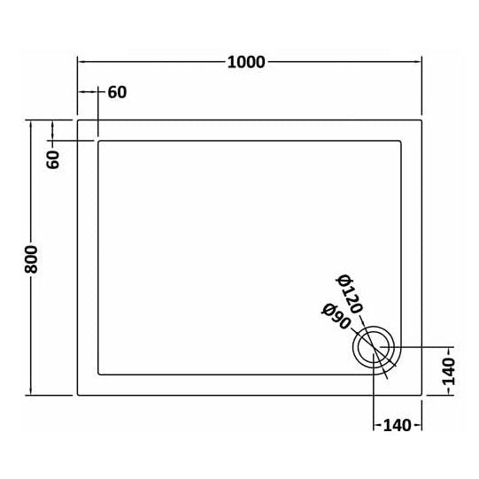 Slate Effect Stone Resin Rectangular Shower Tray & Waste 1000 x 800mm