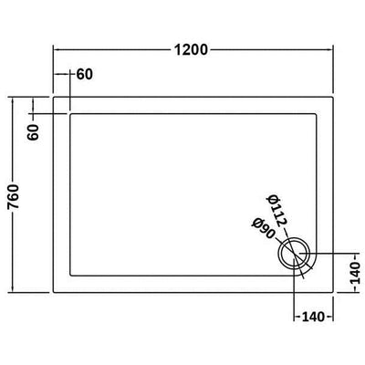 Slate Effect Stone Resin Rectangular Shower Tray & Waste 1200 x 760mm