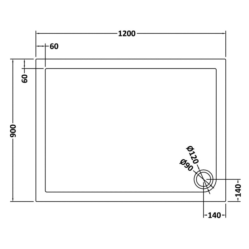 Slate Effect Stone Resin Rectangular Shower Tray & Waste 1200 x 900mm