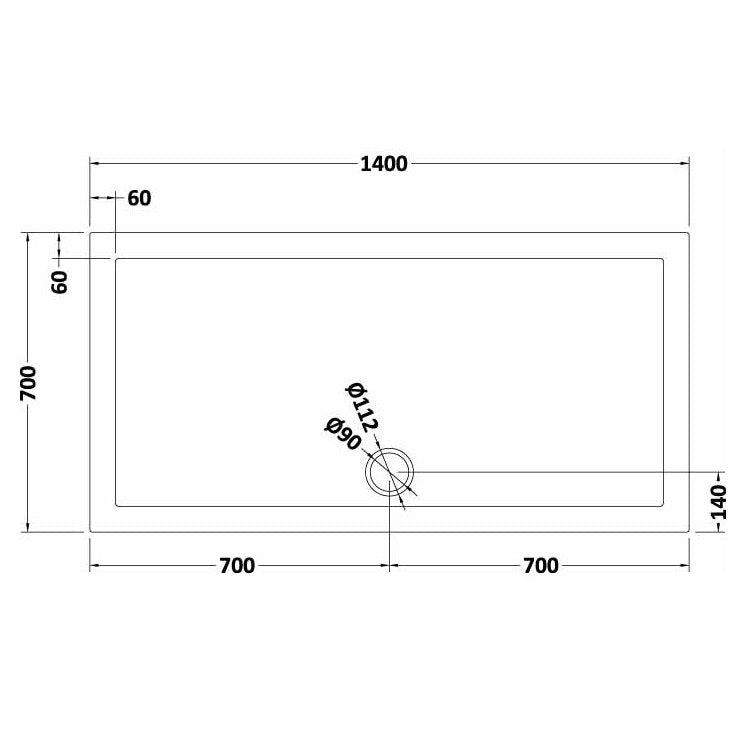 Slate Effect Stone Resin Rectangular Shower Tray & Waste 1400 x 700mm