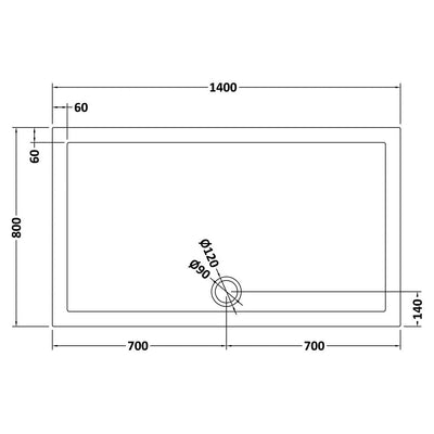 Slate Effect Stone Resin Rectangular Shower Tray & Waste 1400 x 800mm