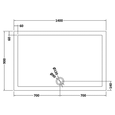 Slate Effect Stone Resin Rectangular Shower Tray & Waste 1400 x 900mm