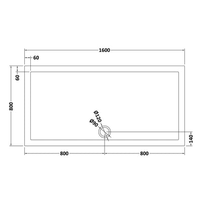 Slate Effect Stone Resin Rectangular Shower Tray & Waste 1600 x 800mm