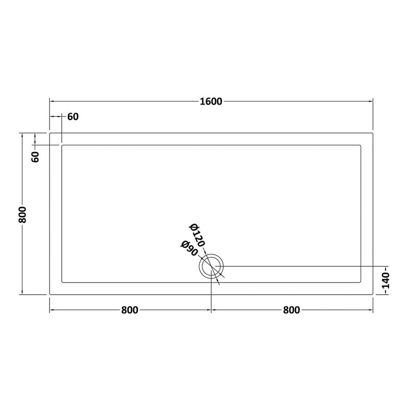 Slate Effect Stone Resin Rectangular Shower Tray & Waste 1600 x 800mm