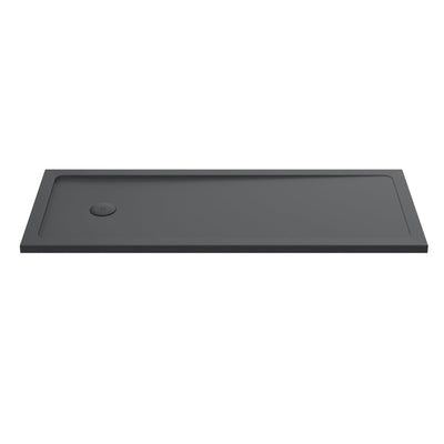 Nuie Slate Grey Rectangular Stone Resin Shower Tray - 1700 x 700mm, End Waste