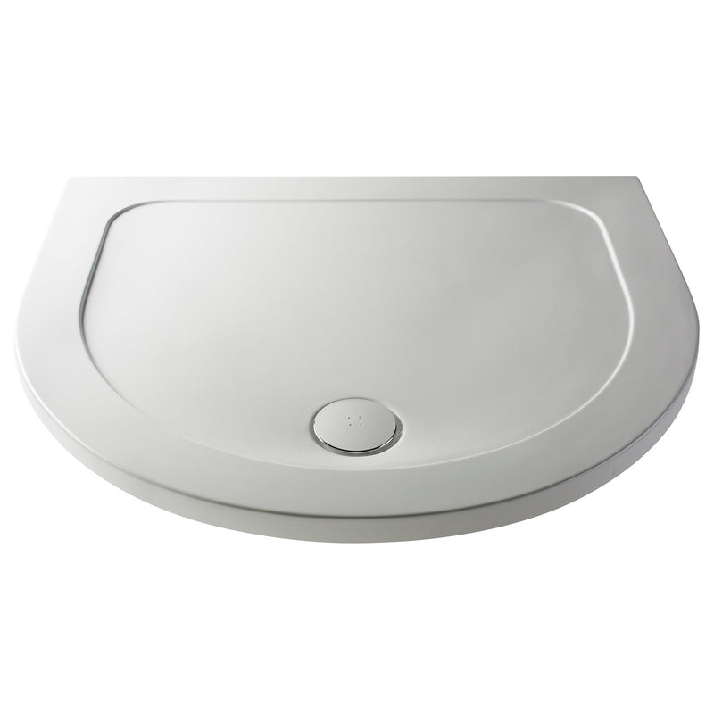 Nuie Pearlstone D Shape Gloss White Stone Resin Shower Tray - 1050 x 950mm
