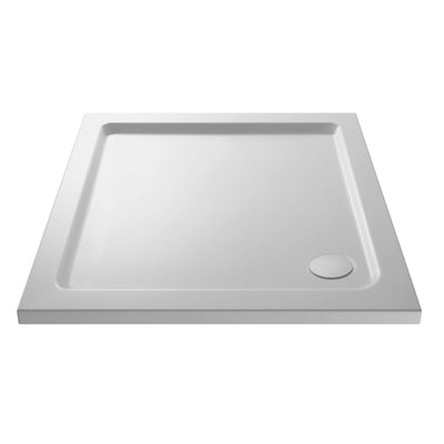Nuie Pearlstone Square Gloss White Stone Resin Shower Tray - 1000 x 1000mm