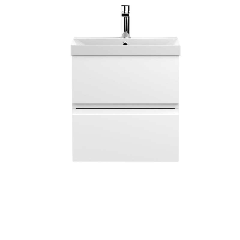 Hudson Reed Urban Wall Hung 500mm Vanity Unit With 2 Drawers & Thin Edge Ceramic Basin - Satin White