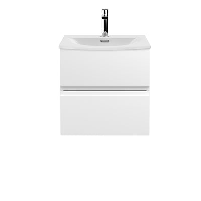 Hudson Reed Urban Wall Hung 500mm Vanity Unit With 2 Drawers & Curved Ceramic Basin - Satin White