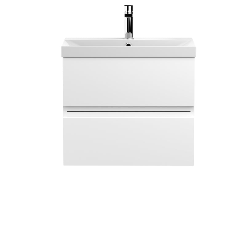 Hudson Reed Urban Wall Hung 600mm Vanity Unit With 2 Drawers & Thin Edge Ceramic Basin - Satin White