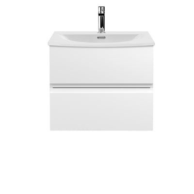 Hudson Reed Urban Wall Hung 600mm Vanity Unit With 2 Drawers & Curved Ceramic Basin - Satin White