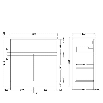 Hudson Reed Urban Floor Standing 800mm Vanity Unit With 2 Doors & 1 Drawer