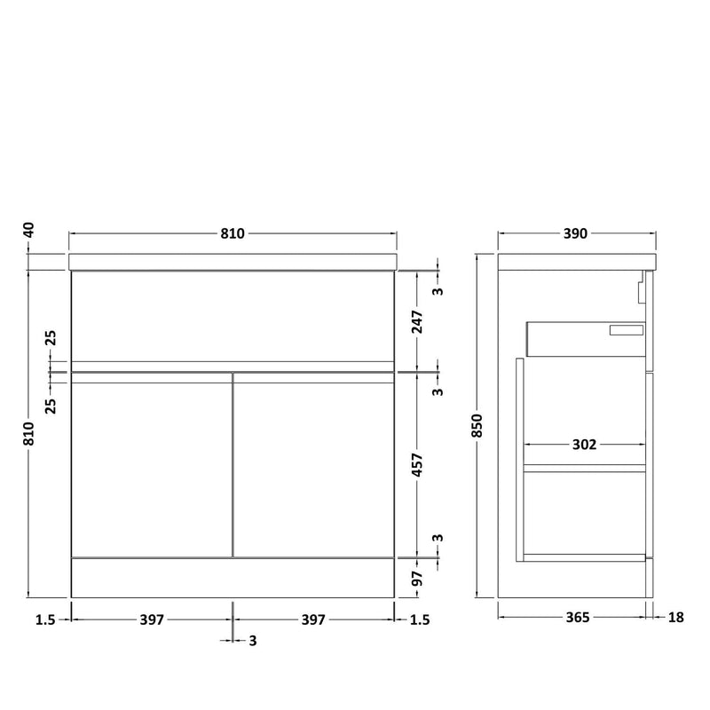 Hudson Reed Urban Floor Standing 800mm Vanity Unit With 2 Doors & 1 Drawer