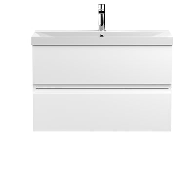 Hudson Reed Urban Wall Hung 800mm Vanity Unit With 2 Drawers & Thin Edge Ceramic Basin - Satin White