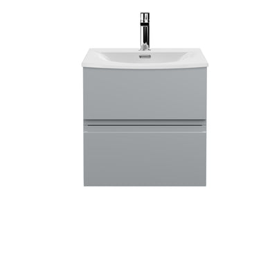 Hudson Reed Urban Wall Hung 500mm Vanity Unit With 2 Drawers & Curved Ceramic Basin - Satin Grey