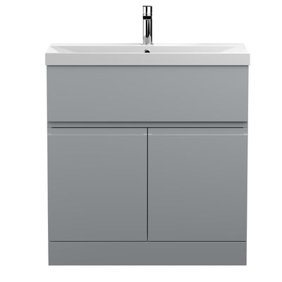 Hudson Reed Urban Floor Standing 800mm Vanity Unit With 2 Doors & 1 Drawer & Thin Edge Ceramic Basin - Satin Grey