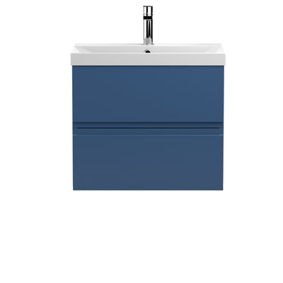 Hudson Reed Urban Wall Hung 600mm Vanity Unit With 2 Drawers & Thin Edge Ceramic Basin - Satin Blue