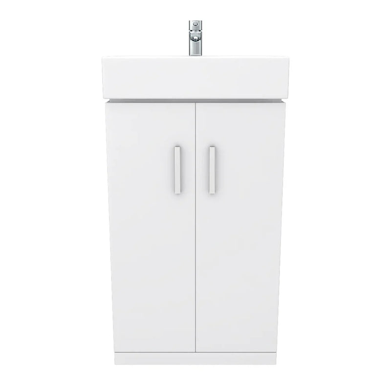 Nuie Mayford Cloakroom 450 x 320mm Floor Standing Vanity Unit With 2 Doors & Ceramic Basin - Gloss White