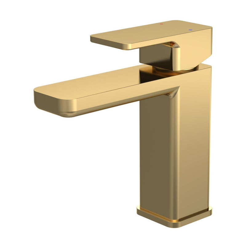 Cape Brushed Brass Basin Mixer With Push Open Waste