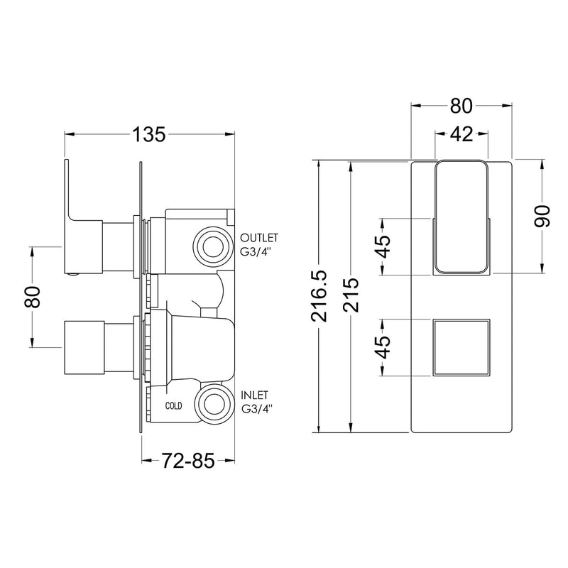 Cape Concealed Shower Package With Fixed Head & Rail Kit - Chrome