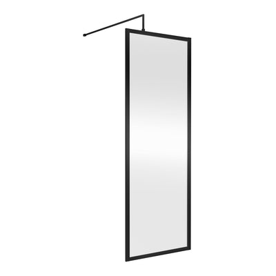 Nuie Full Outer Frame Wetroom Screen & Support Bar (1850mm High) - Satin Black