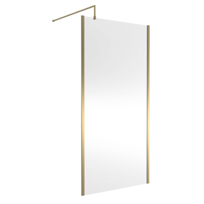 Nuie Outer Frame 8mm Wetroom Screen & Support Bar (1850mm High) - Brushed Brass