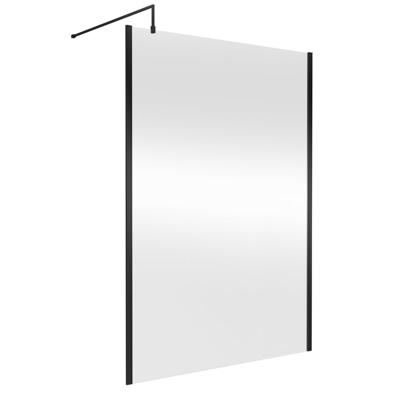 Nuie Outer Frame 8mm Wetroom Screen & Support Bar (1850mm High) - Satin Black