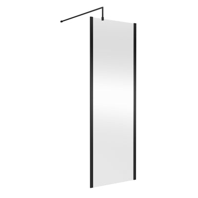 Nuie Outer Frame 8mm Wetroom Screen & Support Bar (1850mm High) - Satin Black