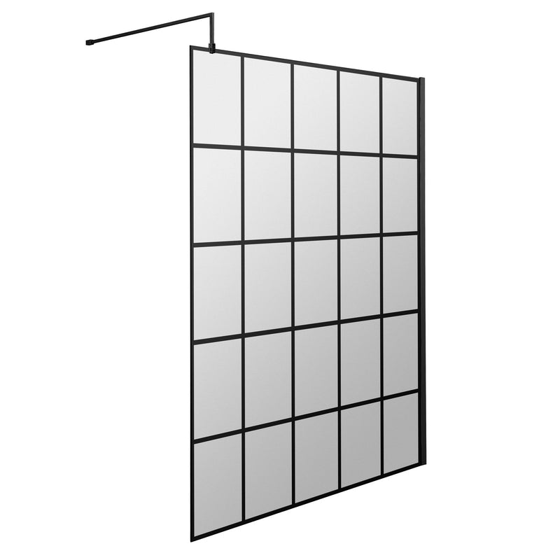 Vista Black Grid 1950mm 8mm Wetroom Shower Screen