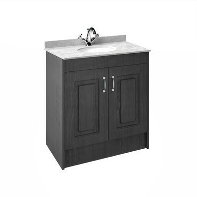 800mm Floor Standing Vanity Unit With White Marble Top - Royal Grey