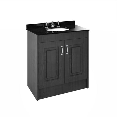 Abbey Bay Marlborough 800mm Floor Standing Vanity Unit With Black Marble Top - Royal Grey